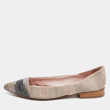 Pre Owned Missoni Grey/Pink Lurex Ballet Flats Size 38
