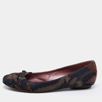 Pre Owned Missoni Multicolor Lurex Fabric Ballet Flats Size 40.5