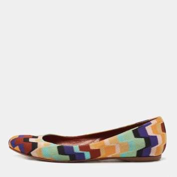 Pre Owned Missoni Multicolor Knit Fabric Ballet Flats Size 36