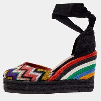 Pre Owned Missoni x Castaner Multicolor Canvas Espadrille Sandals Size 39