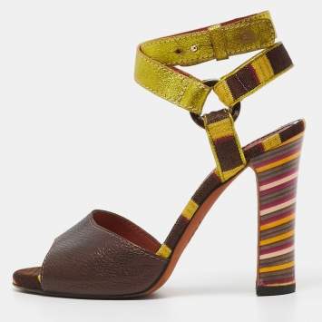 Pre Owned Missoni Tricolour Leather Strappy Sandals Size 39