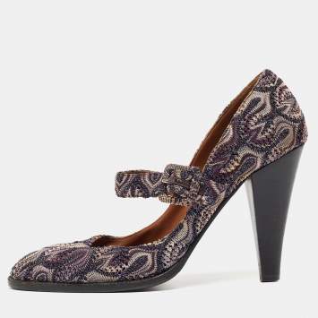 Pre Owned Missoni Multicolor Lurex Fabric Mary Jane Pumps Size 39