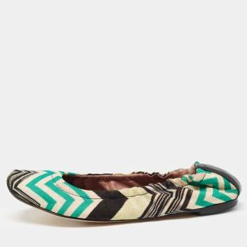 Pre Owned Missoni Multicolor Lurex Fabric Scrunch Ballet Flats Size 37    