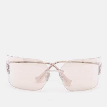 Pre Owned Miu Miu Silver/Light Gold SMU54Y Runway Rimless Sunglass