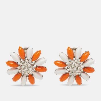Miu Miu Composite Crystals Silver Tone Earrings
