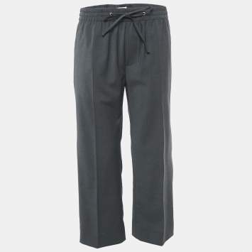 Pre Owned Miu Miu Charcoal Black Wool Blend Trousers S