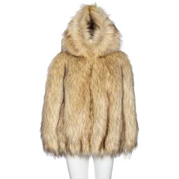 Pre Owned Miu Miu Beige Fur Oversized Aspen Jacket S