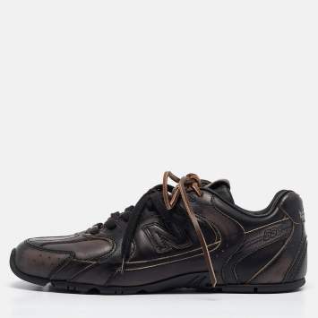 Pre Owned Miu Miu X New Balance Brown/Black Leather 530 SL Sneakers Size 38