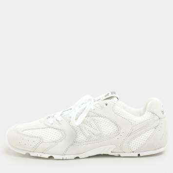 Pre Owned Miu Miu X New Balance Grey/White Suede and Mesh 530 SL Sneakers Size 38
