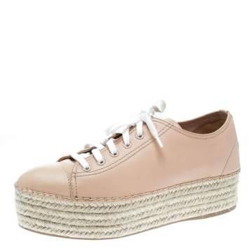 Pre Owned Miu Miu Dusty Pink Espadrille Platform Sneakers Size 40