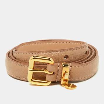Pre Owned Miu Miu Pink Leather Slim Waist Belt 75CM
