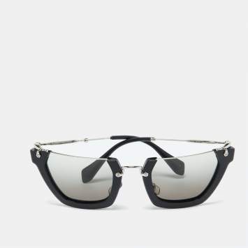 Pre Owned Miu Miu Black/Grey Gradient SMU12Q Wink Semi-Rimless Sunglasses