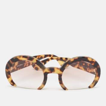 Pre Owned Miu Miu Tortoise Brown Gradient SMU07Q-A Rasoir Half Rim Sunglasses