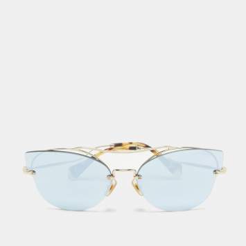 Pre Owned Miu Miu Grey/Gold Mirrored SMU526 Butterfly Sunglasses