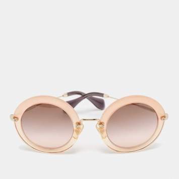 Miu Miu Peach/Brown Gradient SMU13N Round Sunglasses