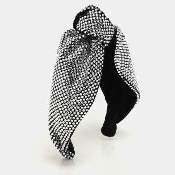 Miu Miu Black Crystal Embellished Velvet Rigid Headband