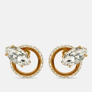 مملوكة مسبقًا Miu Miu Crystals Gold Tone Earrings
