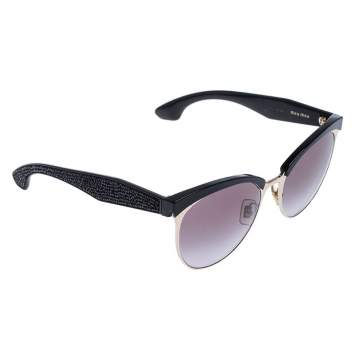 Pre Owned Miu Miu Black/Brown Gradient SMU 54Q Stardust Sunglasses 