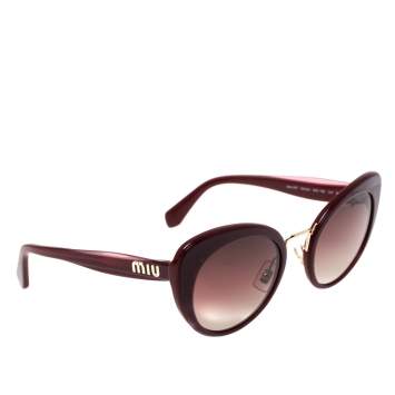 Pre Owned Miu Miu Burgundy Gradient SMU 06T Cateye  Sunglasses