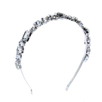 Pre Owned Miu Miu Silver Tone Crystal Embellished Head Band