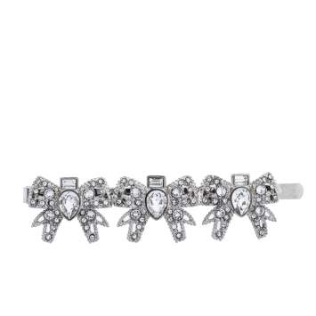 Pre Owned Miu Miu Silver Tone Micro Bow Jeweled Hair Clip
