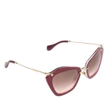 Pre Owned Miu Miu Purple Glittered Acetate SMU 10N Gradient Cat Eye Sunglasses