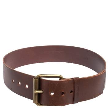 Pre Owned Miu Miu Brown Leather Waist Belt 90 CM