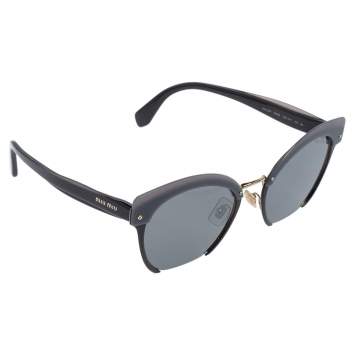Pre Owned Miu Miu Grey/ Grey Mirrored SMU 53T Cat Eye Sunglasses