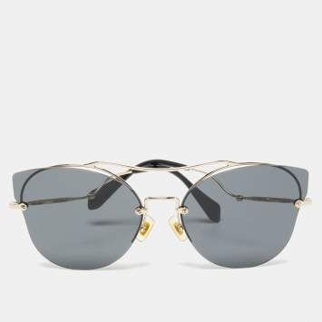 Pre Owned Miu Miu Black/Gold Mirrored SMU526 Butterfly Sunglasses