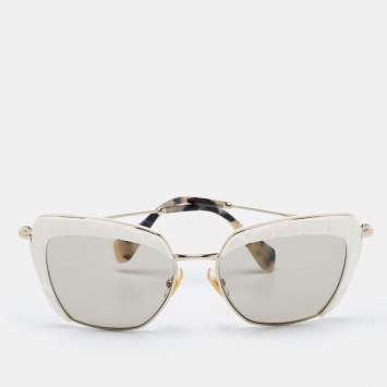 Pre Owned Miu Miu White SMU 52Q Cat Eye Sunglasses