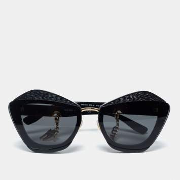 Pre Owned Miu Miu Black / Grey SMU 01X Charms Aviator Sunglasses