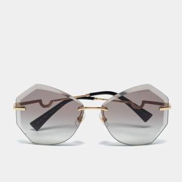 Pre Owned Miu Miu Gold Tone/ Grey Gradient SMU 55X Butterfly Sunglasses