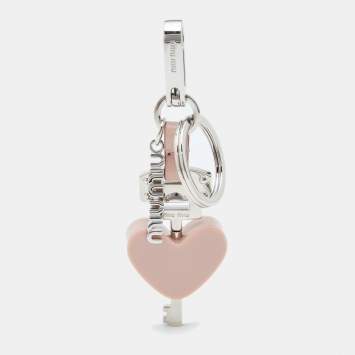 Pre Owned Miu Miu Pink Heart & Key Bag Charm/ Key Ring