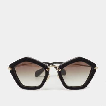 Pre Owned Miu Miu Black/Gold Gradient Cat Eye Sunglasses