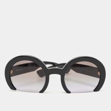 Pre Owned Miu Miu Black Donna Sole Gradient Round Sunglasses