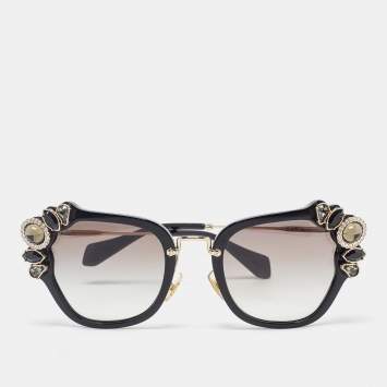 Pre Owned Miu Miu Black Runaway Jewel Gradient Sunglasses
