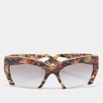 Pre Owned Miu Miu Brown Tortoiseshell Gradient SMU110 Rasoir Half Rim Sunglasses
