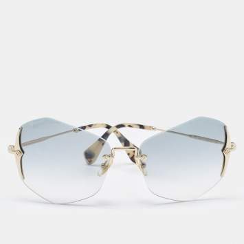 Pre Owned Miu Miu Black/Beige Gradient SMU520 Rimless Butterfly Sunglasses 