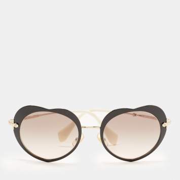 Pre Owned Miu Miu Brown Gradient SMU54R Heart Shaped Sunglasses