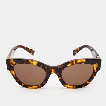 Pre Owned Miu Miu Brown Tortoise 6MU 01Y Cat Eye Sunglasses