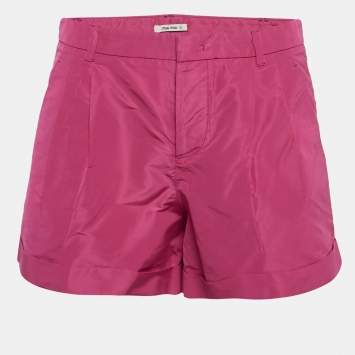 Pre Owned Miu Miu Pink Synthetic Pleated Shorts S