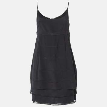 Pre Owned Miu Miu Black Silk Sleeveless Mini Dress M