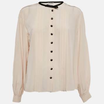 Miu Miu Pink Silk Chiffon Button Front Blouse S