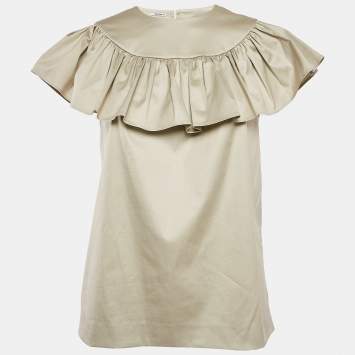 Miu Miu Green Cotton Gathered Top S