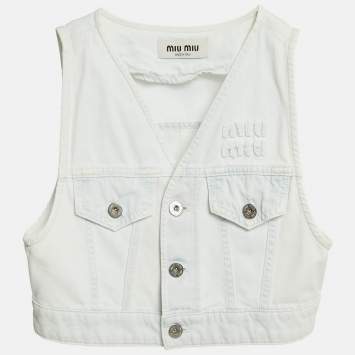 Pre Owned Miu Miu Light Blue Denim Vest XS
