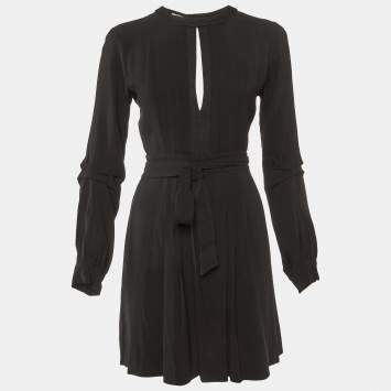 Pre Owned Miu Miu Black Crepe Mini Wrap Dress M
