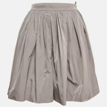 Miu Miu Grey Synthetic Gathered Mini Skirt S
