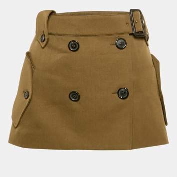 Miu Miu Green Wool Button Detail Mini Skirt S