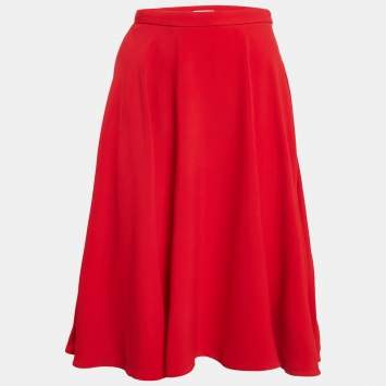 Miu Miu Red Crepe Flared Short Skirt S