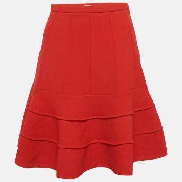 Miu Miu Red Wool Mini Skirt S